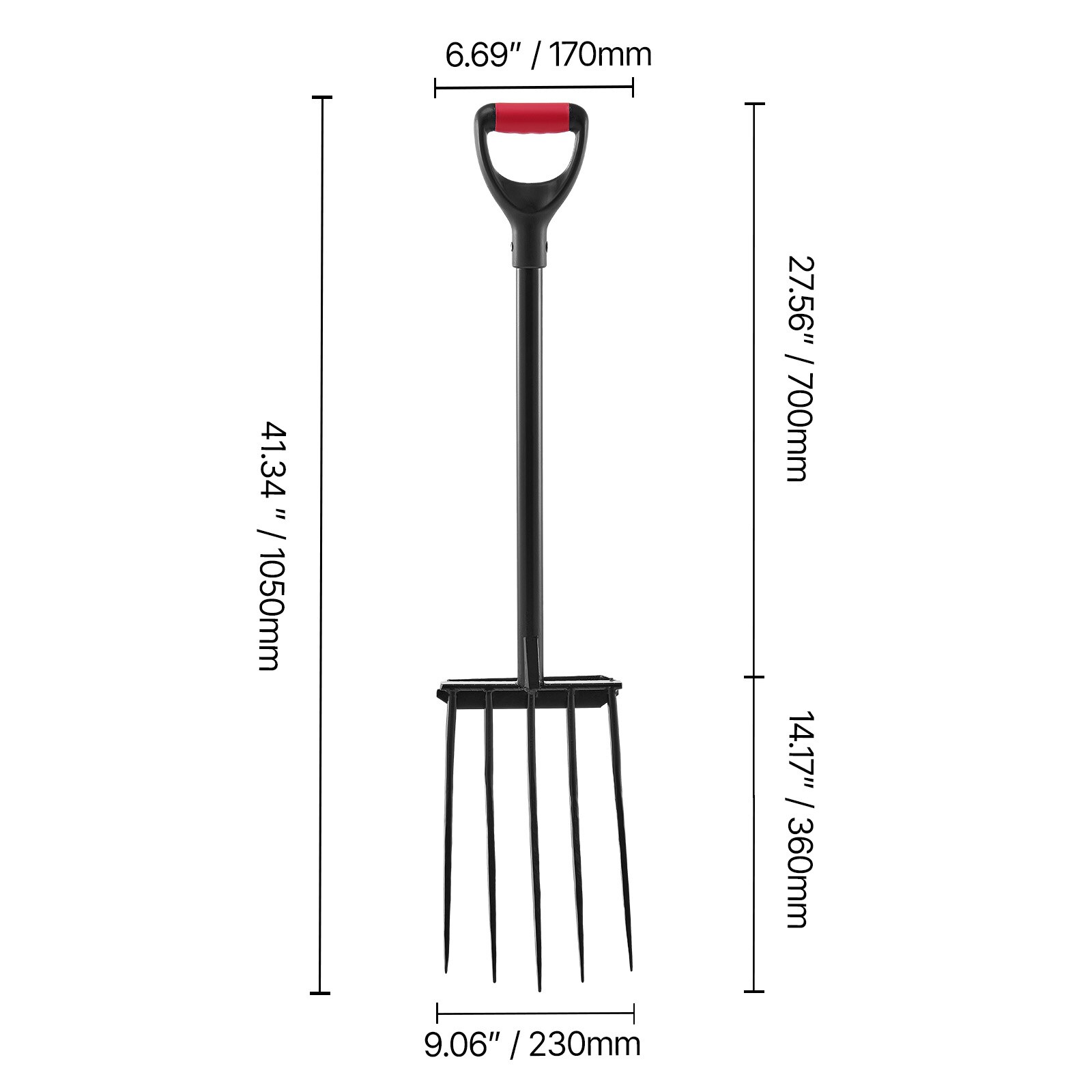 5 Tines Garden Fork Tool Metal Handle 41 In Spading Pitchfork Y Grip Heavy Duty_voghion.com